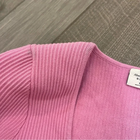 Abercrombie & Fitch Long Sleeve Ottoman Squareneck Top Pink - Picture 5 of 5
